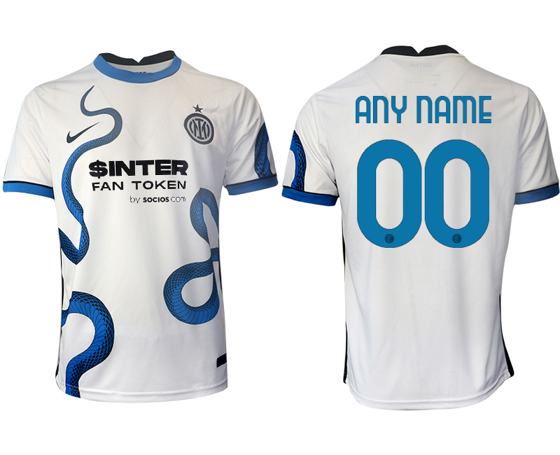 Men 2021-2022 Club Inter Milan away aaa version white customized Soccer Jersey->inter milan jersey->Soccer Club Jersey